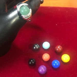 STERLING SILVER INTERCHANGEABLE MARBLE/STONE RING